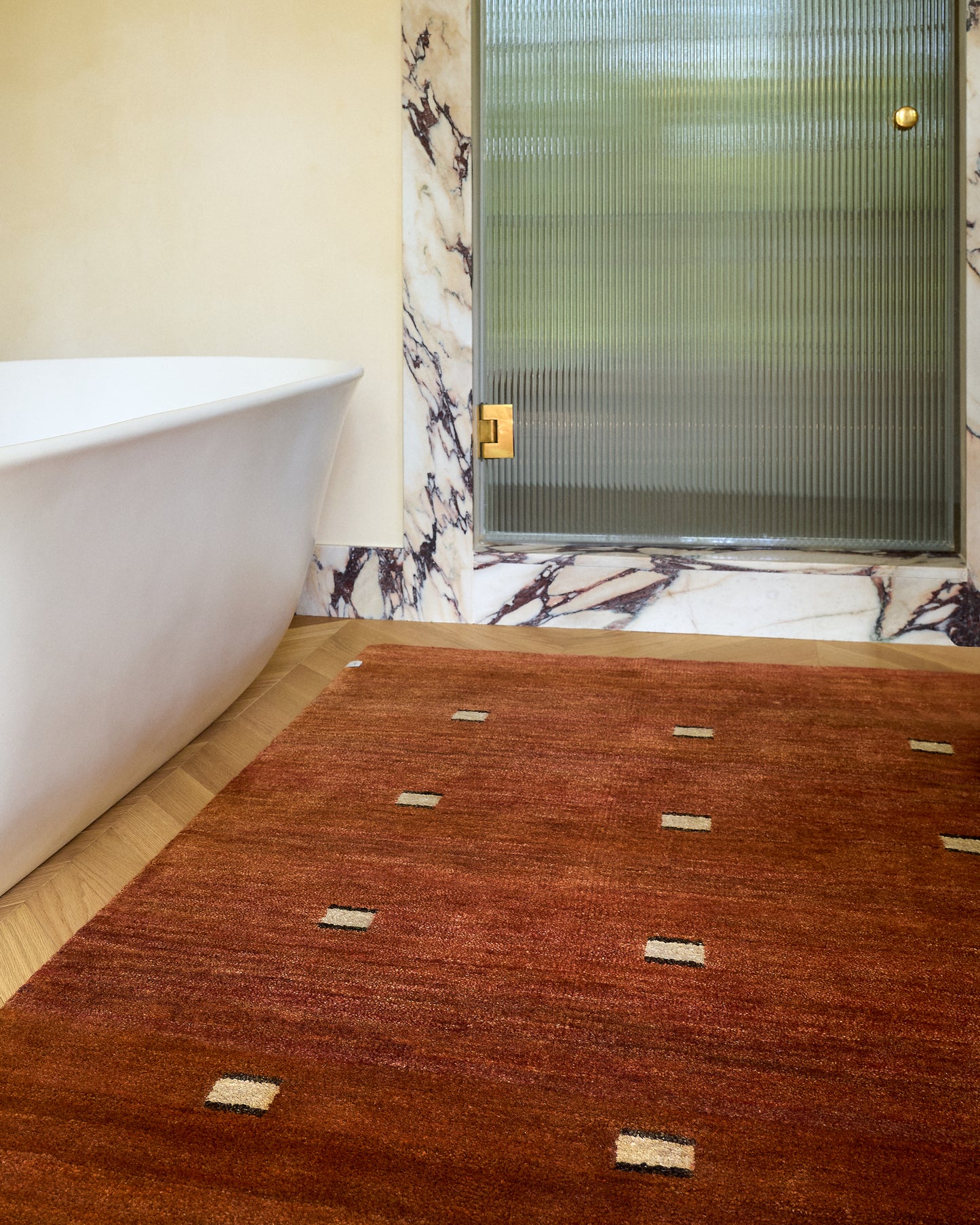 gabbeh rug in vermillion | 347 | 5'7" x 8'8"