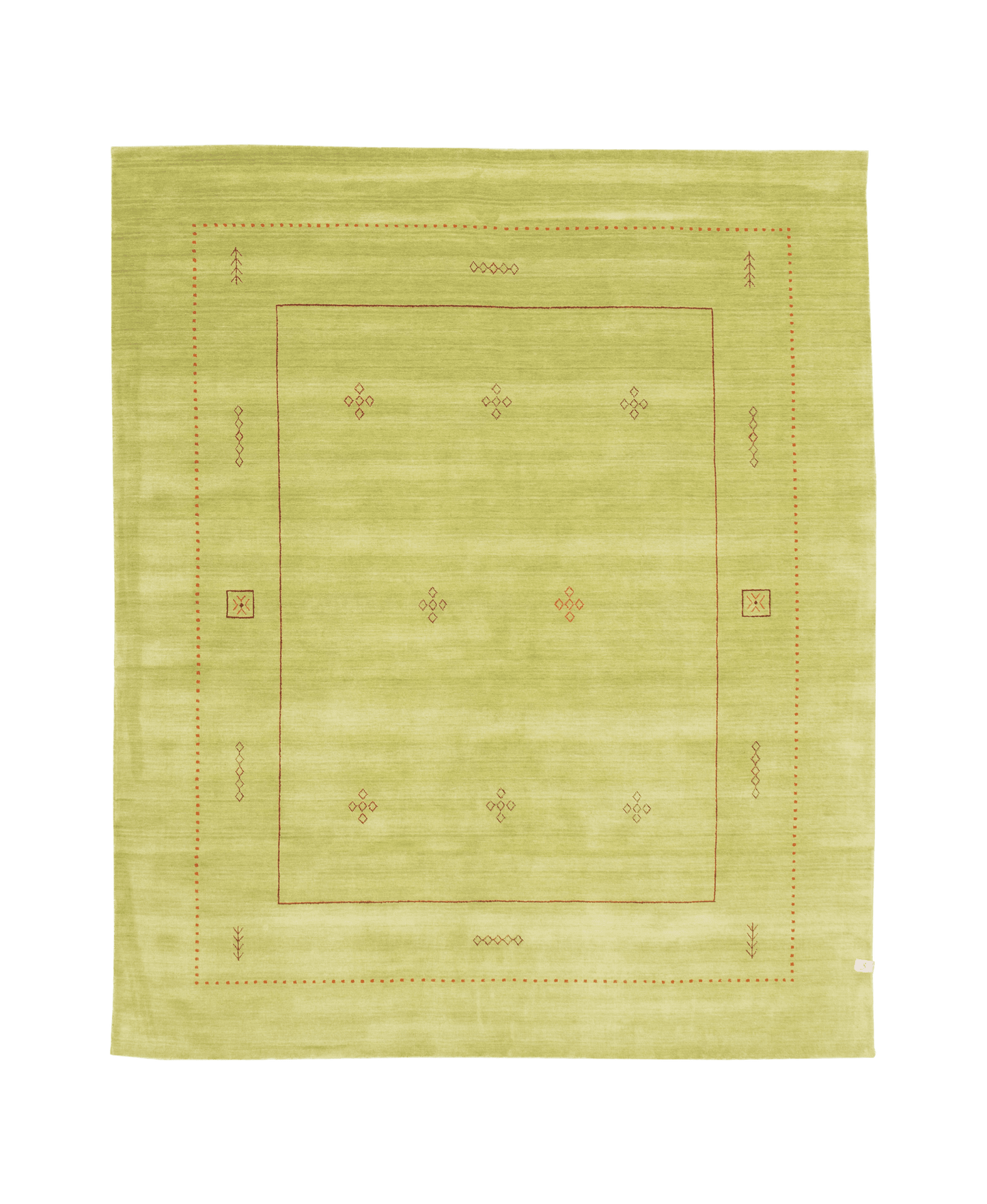gabbeh rug in tea green | #225 | 8'1" x 9'8"