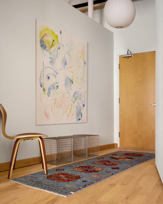 oushak rug in slate || 2'8" x 8'10"